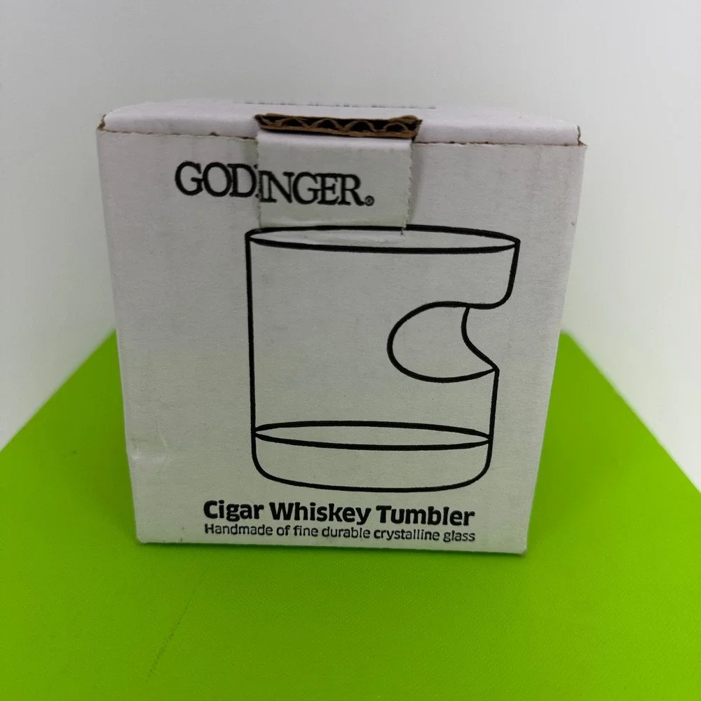 Godinger Cigar‎ Whiskey Tumbler Glass 12oz Clear New With Box Built-in Rest